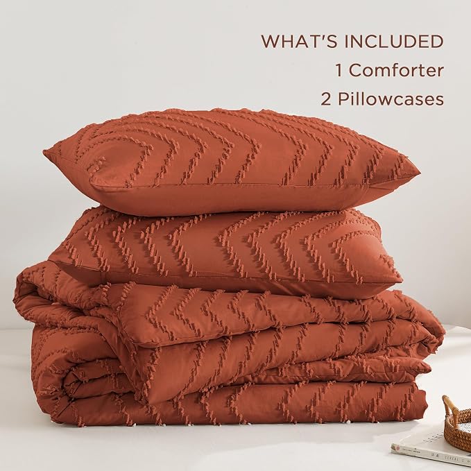Andency Burnt Orange Oversized King Comforter Set 120x98, Boho Oversize King - Image 6