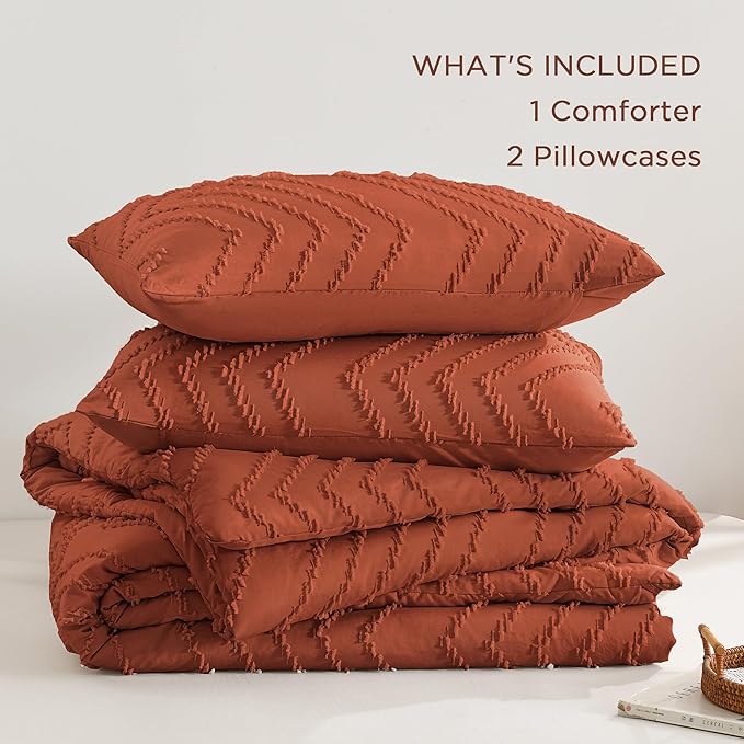 Andency Burnt Orange Oversized Super King Comforter Set 120x120, Extra Large - Image 6