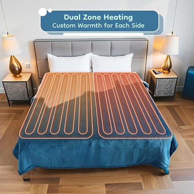 LaffyLo Electric Heated Blanket King Size 90 x 100, Dual Control, Fast Heating - Image 4
