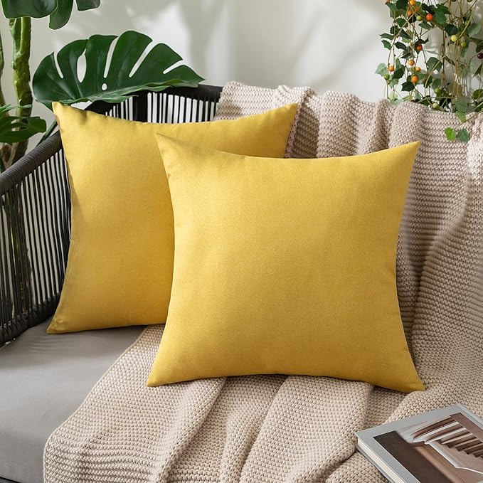MIULEE Pack of 2 Decorative Outdoor Solid Waterproof Throw Pillow Covers Faux by MIULEE