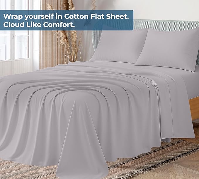 Royale Linens 100% Organic Cotton King Flat Sheet Only - Image 2