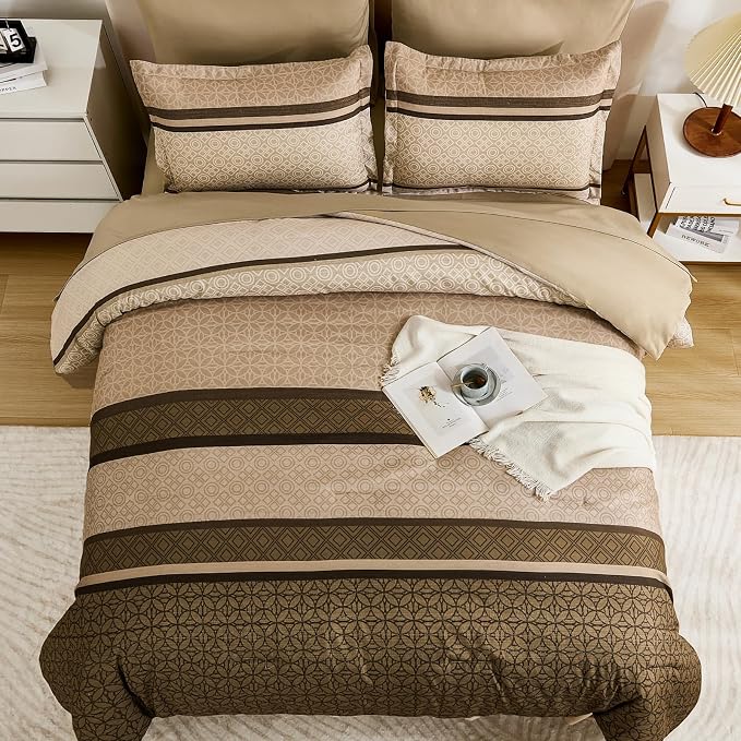 WONGS BEDDING 7 Pieces Comforter Set King Size, Minimalist Geometric Bohemian - Image 4