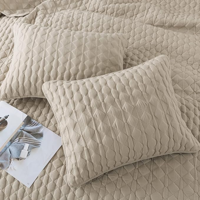 Beige Quilt King Size Bedding Sets - Image 4