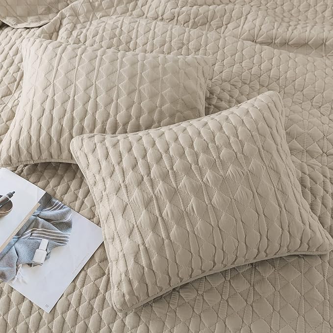 WDCOZY Beige Quilt Twin Size Bedding Sets - Image 4