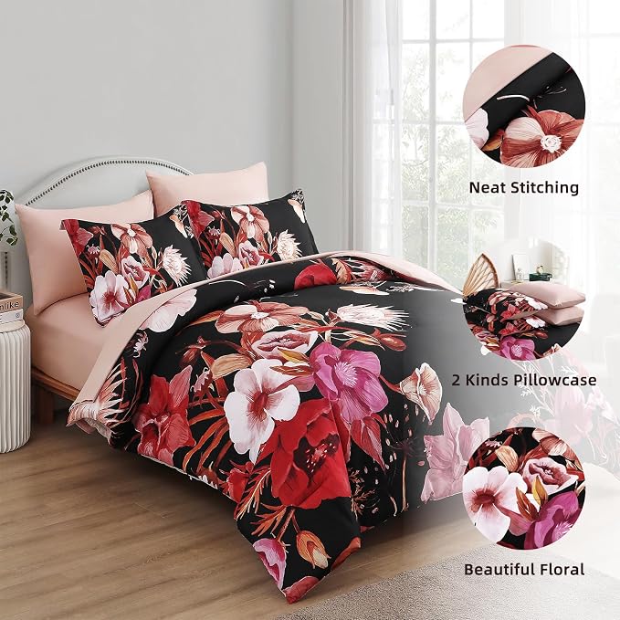Luxudecor Floral Comforter Set Full Size 7 Piece, Elegant Comforter Bedding Set - Image 6
