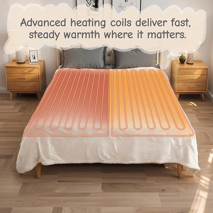 Electric Heated Blanket Full Size 72"x84", Soft Flannel - Image 4