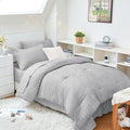 HYMOKEGE Light Grey Twin XL Comforter Set Seersucker 5 Pieces, All Season by HYMOKEGE