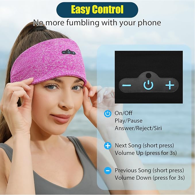 BORAYDA 2-Pack Bluetooth Headband, 18 Hours Play Time, HD Stereo, Built-in - Image 3