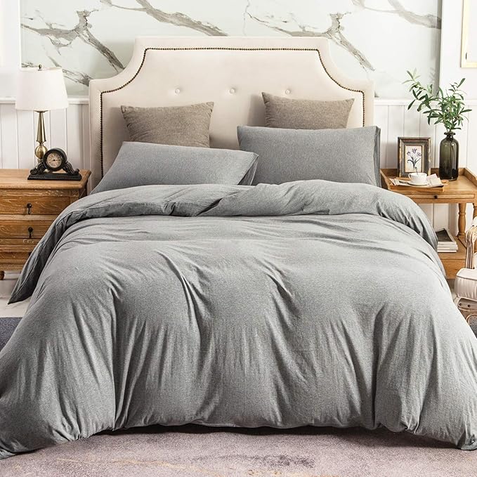 PURE ERA Jersey Knit Duvet Cover Set 100% T-Shirt Cotton Super Soft Comfy 3pc - Image 6