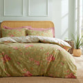 mixinni Duvet Cover King Size, Long Staple Cotton Reversible Green Floral Duvet by mixinni