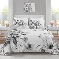 Floral Quilt Set King 3 Pieces Grey Floral Quilt Coverlet Set Soft Microfiber by DRUCON