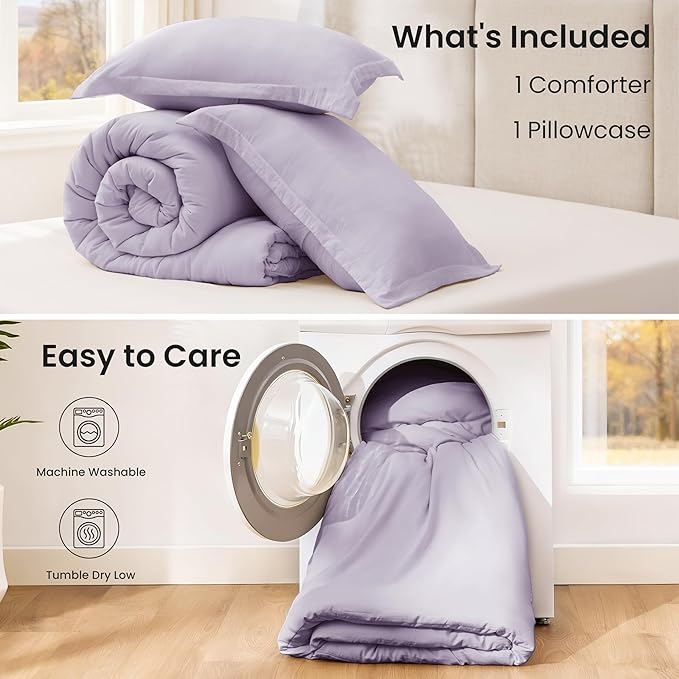Love's cabin Lavender Twin/Twin XL Comforter Set, 2-Piece Prewashed Bed Set - Image 7