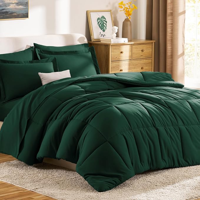 CozyLux King Size Comforter Set Emerald Green - Image 9