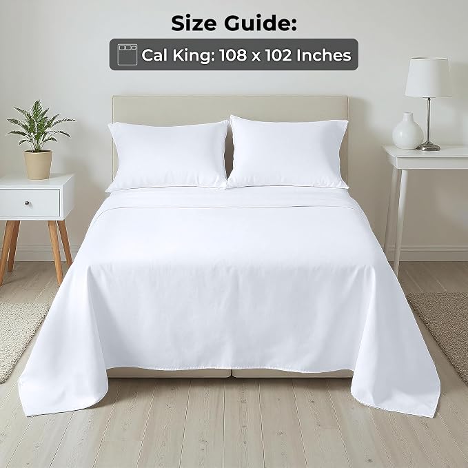 Royale Linen 100% Organic Cotton California King 2 Pack Flat Sheet Only -Super - Image 3