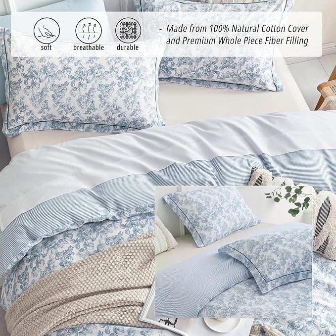 LEMIROE Vintage Cotton Comforter King Size 3Pcs - Image 2