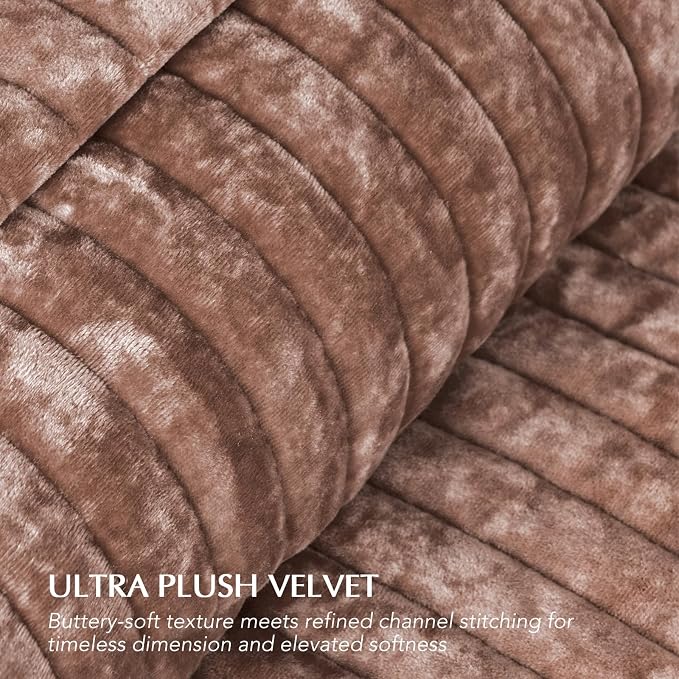 EVERGRACE Velvet Quilt Set Full Queen Size, Luxurious Soft Striped Channel - Image 4
