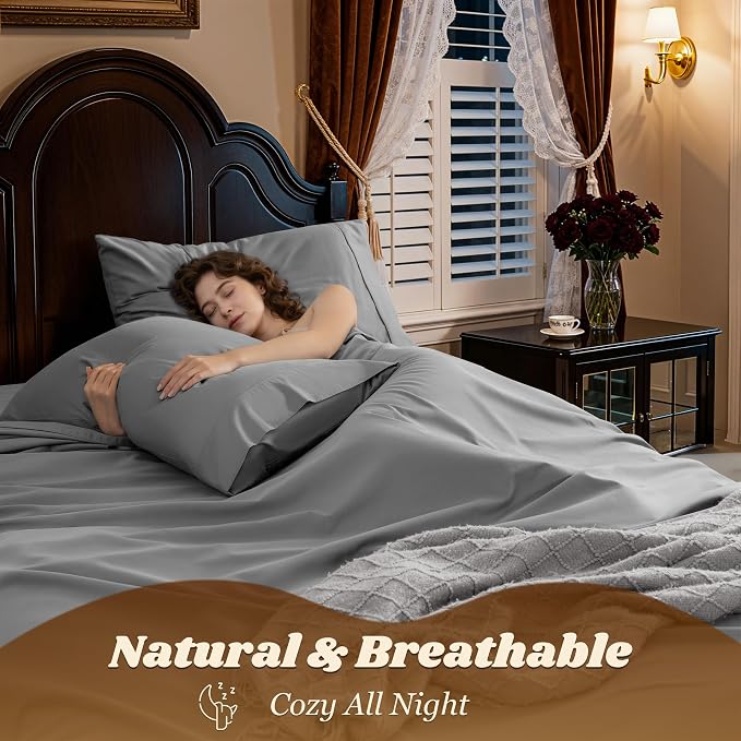 LBRO2M 1000 Thread Count 100% Egyptian Cotton Sheets Set, Full Size Bed Sheet 4 - Image 5