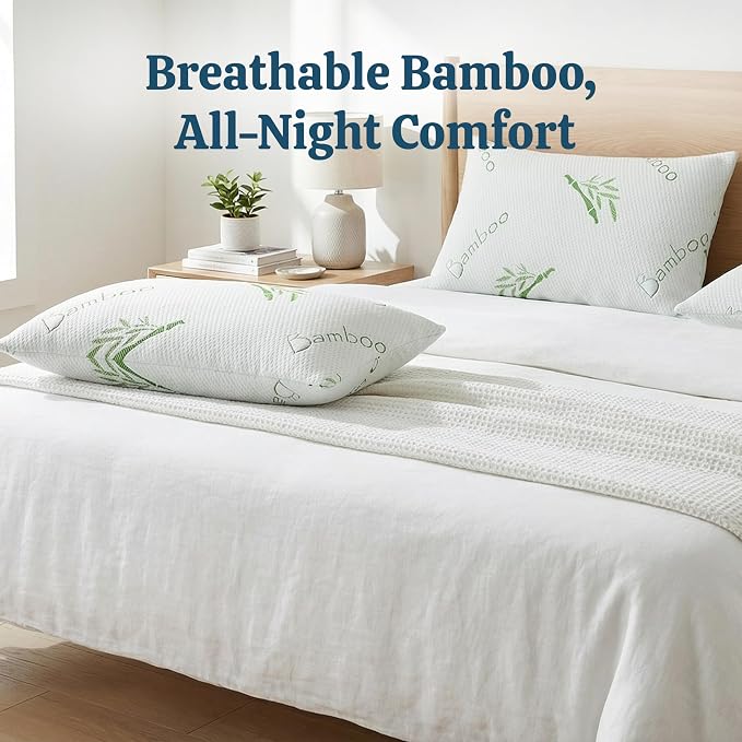 OMEO 2 Pack Queen Size Rayon Derived from Bamboo Pillow - Image 6
