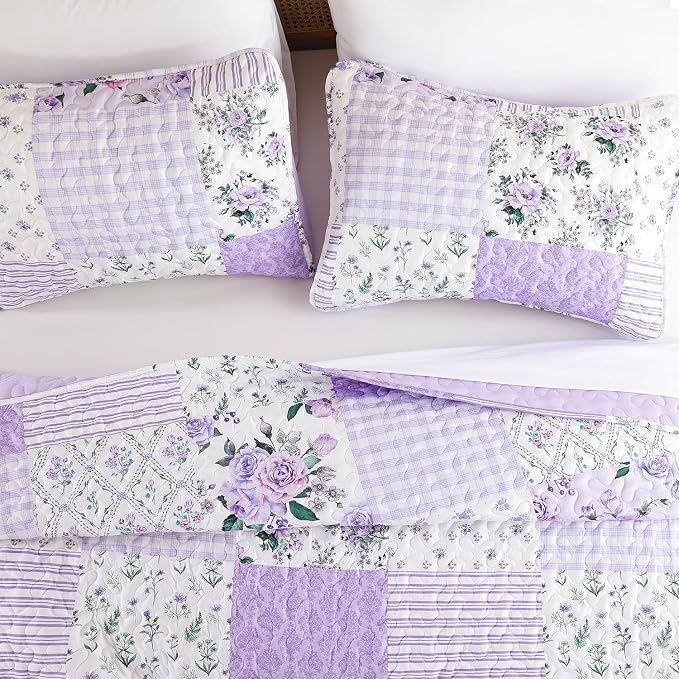 YIKUSH Quilt Sets Twin Size Floral Quilt Set 2 Pieces Bedding Set Bedspreads - Image 3