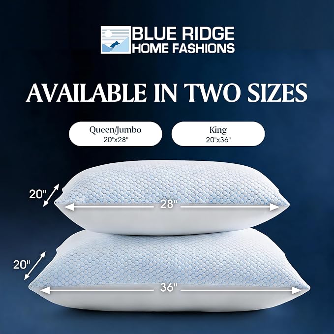 Blue Ridge Home Fashions Cooling Bed Pillows King Size Set of 2, Reversible - Image 5