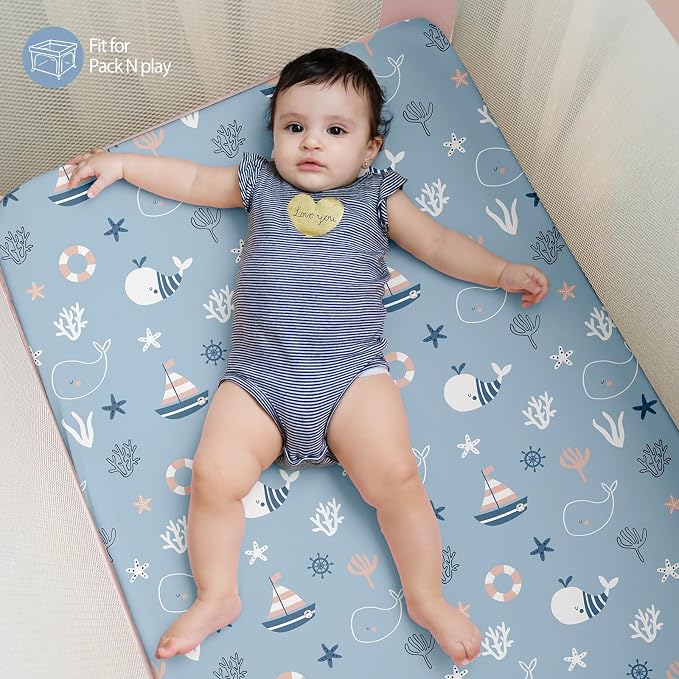 Baby Mini Crib Sheets Boy, Portable 38”x26” Pack and Play Sheets Fitted - Image 5