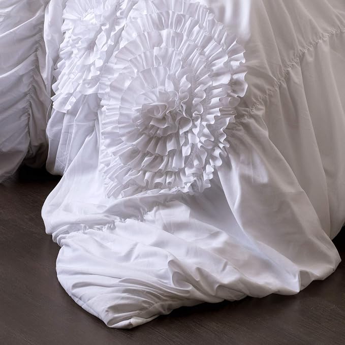 Lush Décor Serena 3 Piece Ruched Flower Comforter Set - Image 2