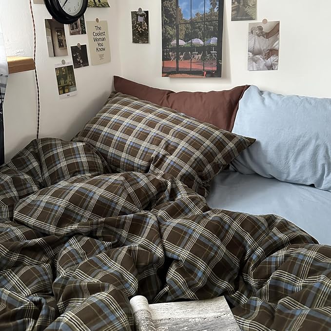 mixinni Vintage Buffalo Plaid Duvet Cover Set Queen Size - Image 3