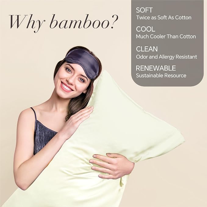 BEDELITE Standard Pillow Cases Set of 2, Rayon Derived from Bamboo, Cooling - Image 2