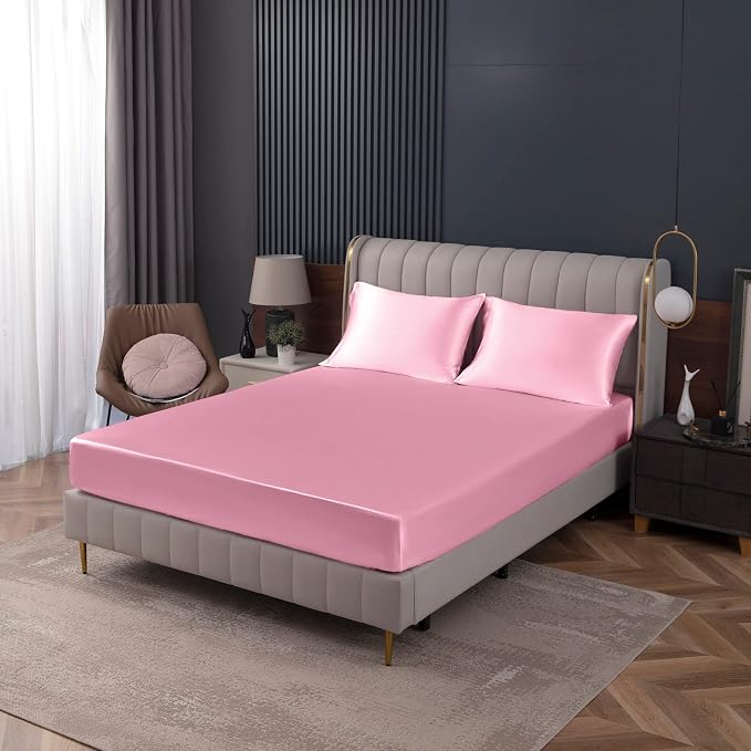 Homiest Pink Satin Fitted Sheet - Image 9