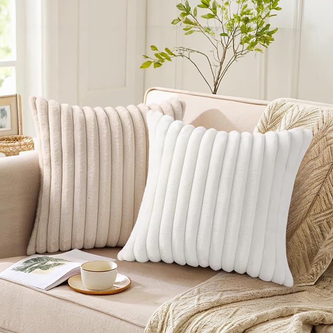 Pallene Faux Fur Plush Throw Pillow Covers 22x22 Set of 2, Luxury Soft Fluffy - Image 3