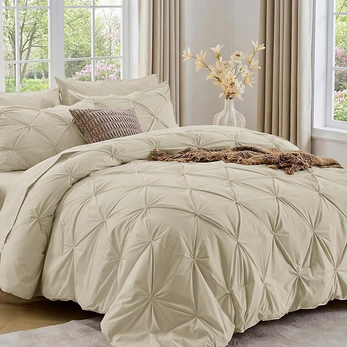 Sasttie Twin Comforter Set, 5-Piece Bed in a Bag, Pintuck Bedding Sets by SASTTIE