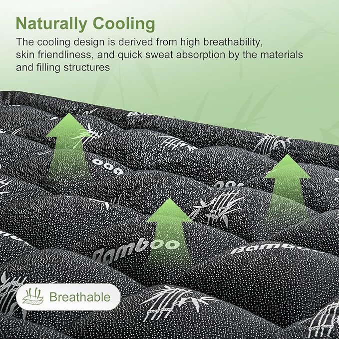 Twin Size Mattress Topper Viscose Derived from Bamboo, Soft Thick Pillow Top - Image 3
