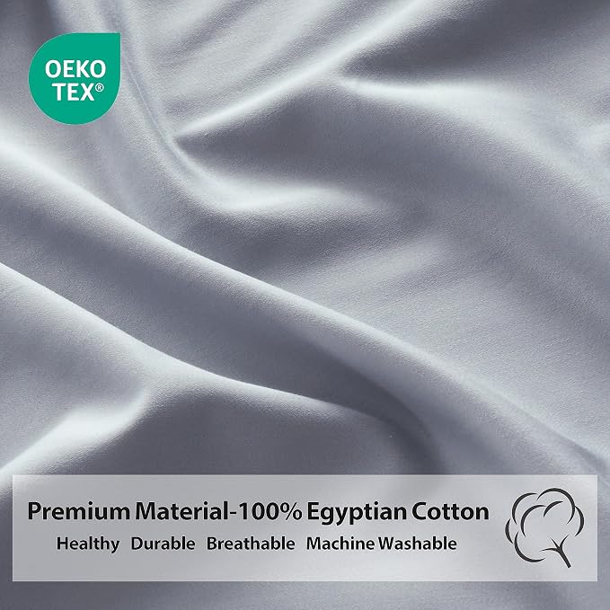 Twin Size Fitted Sheet Only Gray, 100% Egyptian Cotton 600 Thread Count - Image 3