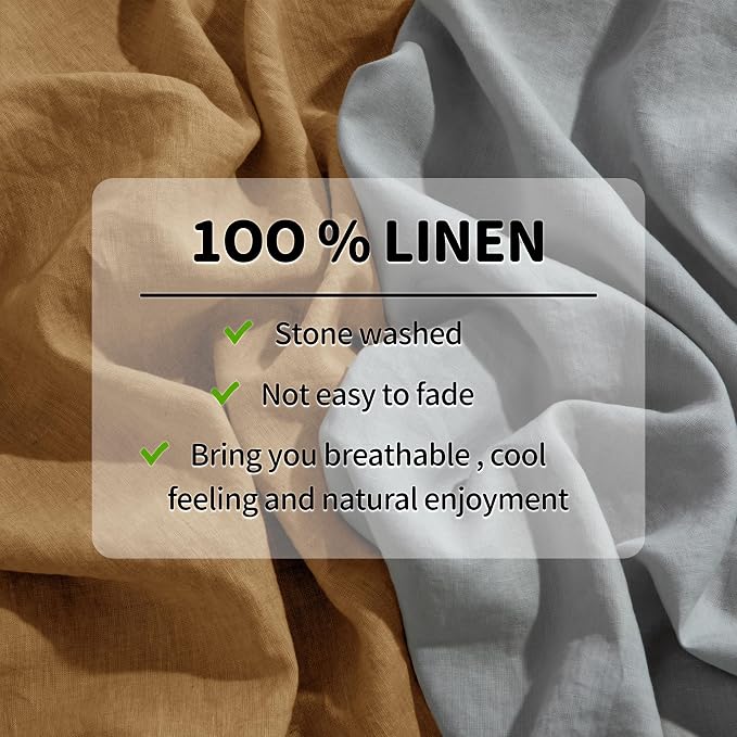 LBRO2M 100% Pure Linen Sheet Set Deep Pocket Up to 16" Bed Sheets Sets - Image 4