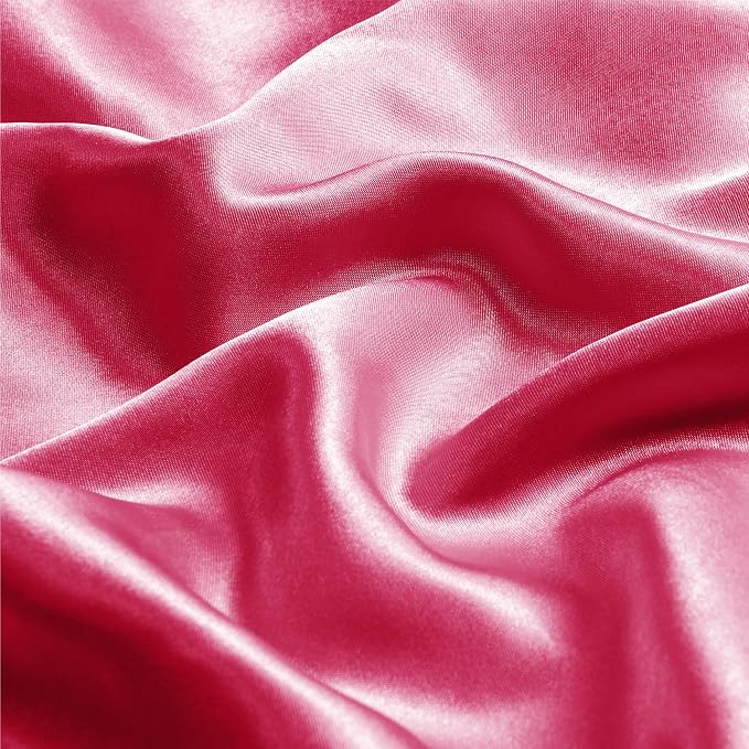 BEDELITE Satin Pillowcase with Zipper, Hot Pink King Size Pillow Cases Set of 2 - Image 3