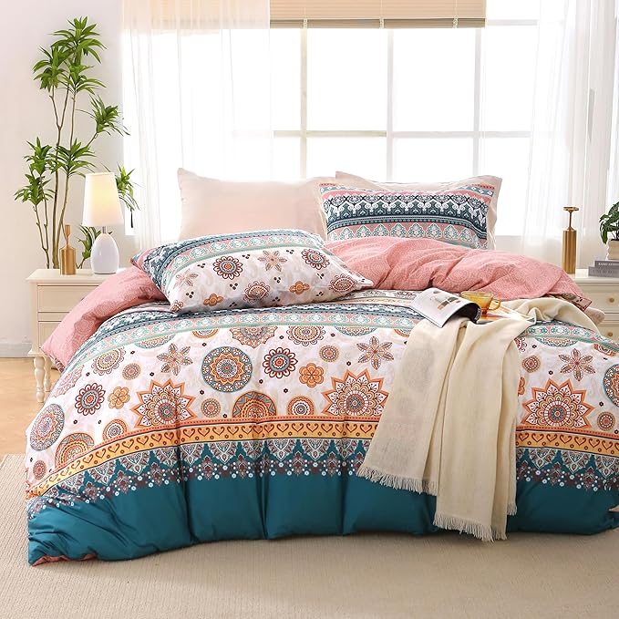 MUXHOMO Duvet Cover Queen Size Floral Duvet Cover Set by MUXHOMO