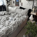 mixinni Vintage Gray & White Striped Duvet Cover Set by mixinni