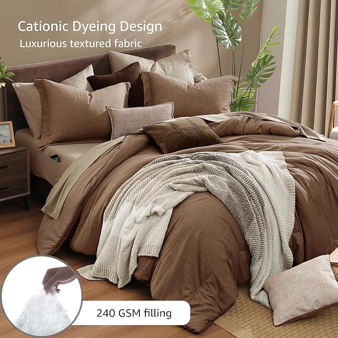 Monbix King Size Comforter Set, King Comforter Set 7 Pieces, Cationic Dyeing - Image 3