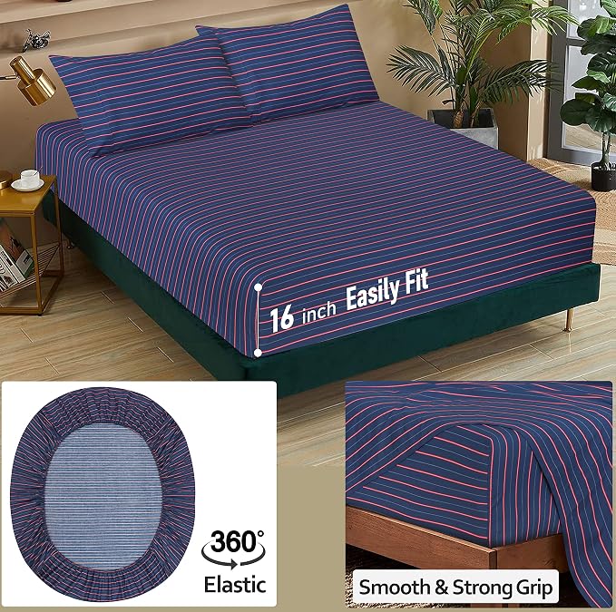 RUVANTI 100% Cotton Sheets – Twin XL Size Percale Bedding, Cooling & Breathable - Image 4