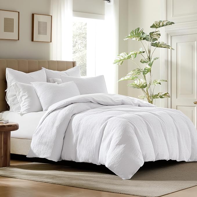 WDCOZY 100% Cotton Luxury Honeycomb Duvet Cover Set King Size - Image 8