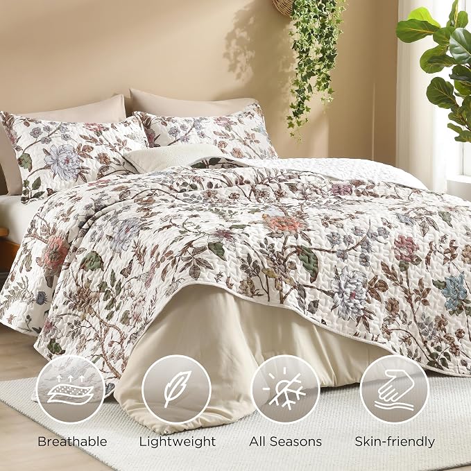 Litanika Floral White Quilt King Size - Image 3