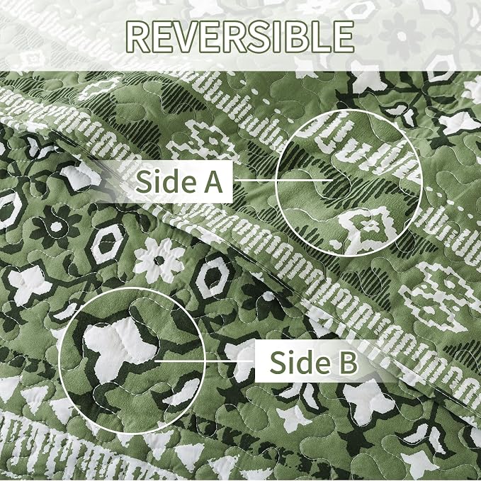 BEDIFANY Quilts Queen Size, Reversible Lightweight Bedspread - Image 3