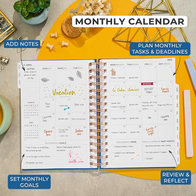 Clever Fox Dated Planner with Tabs 2026 – Weekly & Monthly Spiral Planner with - Image 4