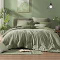 Monbix King Size Comforter Set, Sage Green King Size Bed Set Reversible 7 Pieces by Monbix