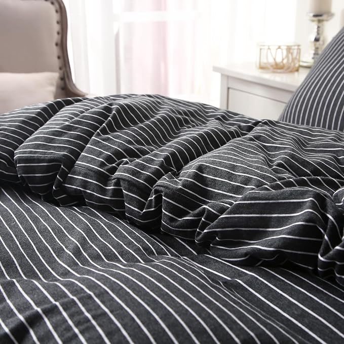 PURE ERA Jersey Knit Duvet Cover Set 100% T-Shirt Heather Cotton Super Soft - Image 5