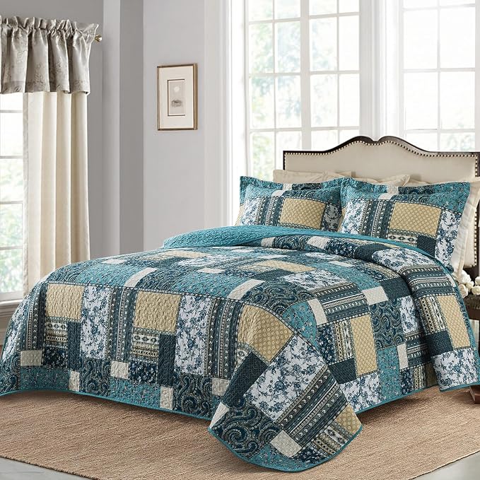 BEDIFANY Cotton California King Size Quilt Set, Lightweight Bedspread Oversized - Image 2