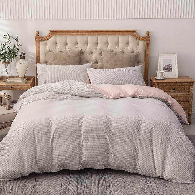 PURE ERA Jersey Knit Duvet Cover Set 100% T-Shirt Heather Cotton Super Soft - Image 5