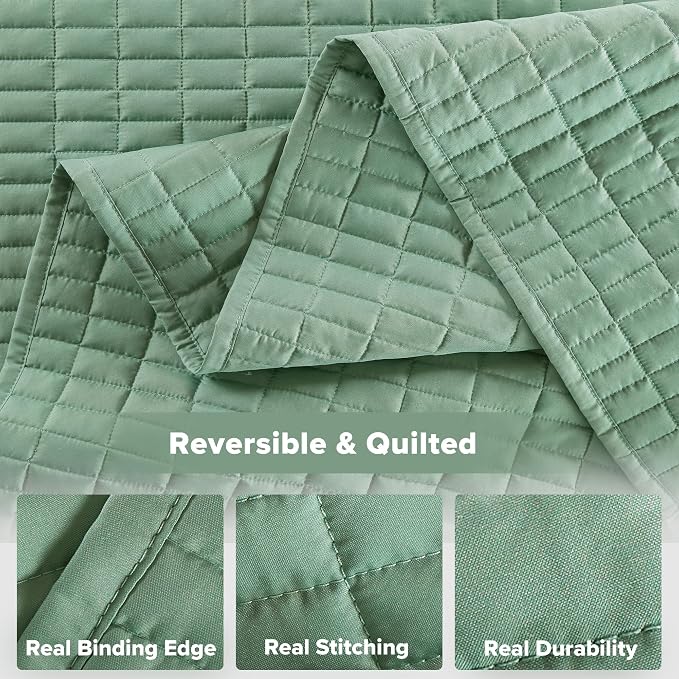 Comfort Spaces Kienna Quilt Set- Double Sided Stitching Design Summer Blanket - Image 6