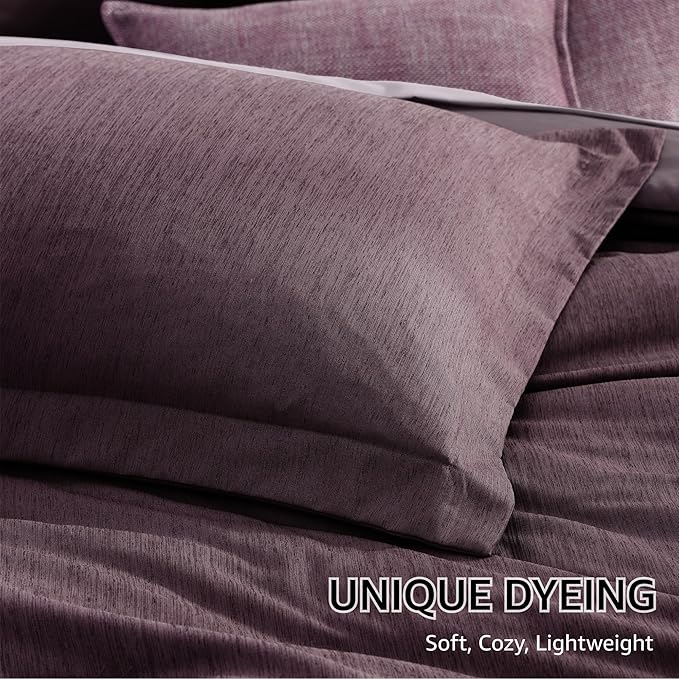 Monbix Twin XL Comforter Set Italian Plum, Cationic Dyeing Bedding Set - Image 6
