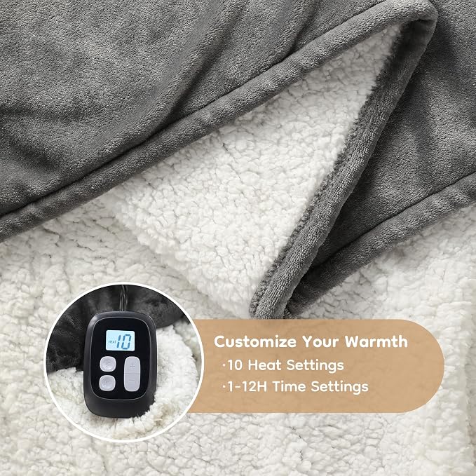 LaffyLo Electric Heated Blanket Full Size 72 x 84, Fast Heating Blanket - Image 4